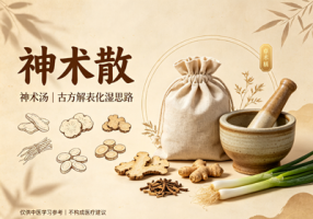 神术散(神术汤)：发汗解表，上呼吸道感染等